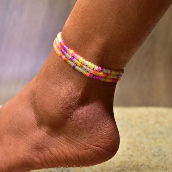 Beaded boho anklet S694 - Picture 1 of 3